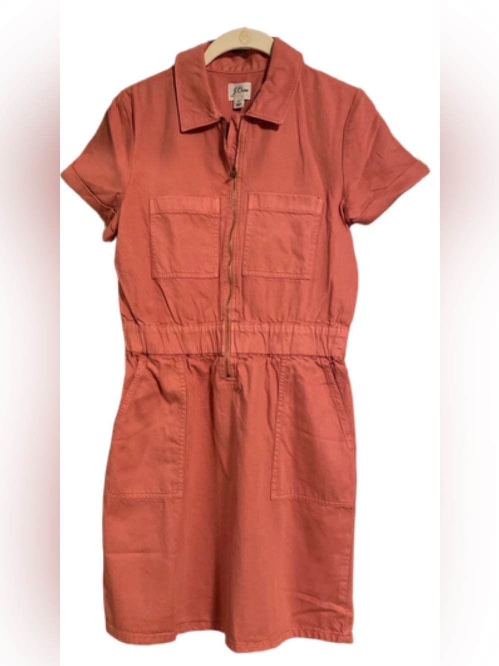NWT- J. Crew Coral Zip-Front Utility Midi Dress